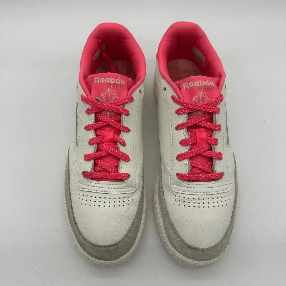 Reebok H05864 Womens Size 8.5 Club C 85 White Pink Grey Suede‎ Casual Shoes